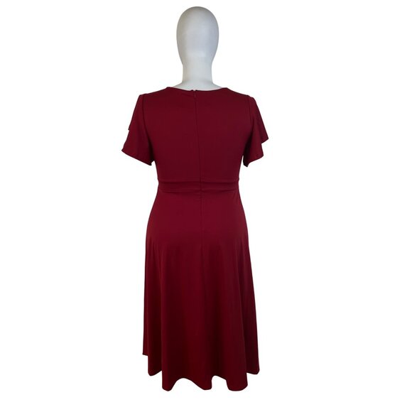 Dokotoo Women’s Red V-Neck Short Sleeve Flared Midi Dress Sz XL - New - Picture 5 of 10
